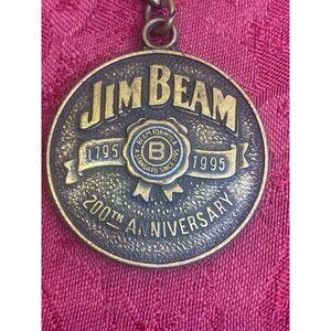 Vintage Jim Beam 200th Anniversary Keychain Fob Key Ring Brass